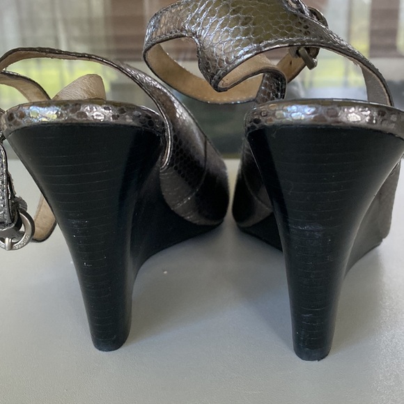 Michael Kors Stacked Wedge Heel Peek-a-Boo Toe Sandals - Picture 6 of 14